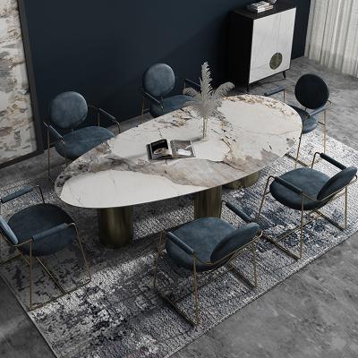 China Modern Unique Oval Pedestal 3 Legs Modern Dining Table Fits Up To 4, 6, 8, Seater Dining Table for sale