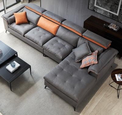 China Leather Sofa L Convertible Modern Style Low Arm Sofa Living Room Arm Sofa for sale