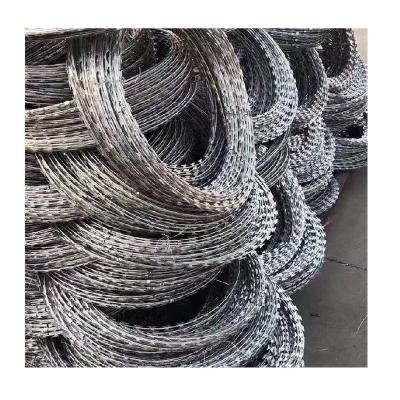 China Protective Factory direct sales large razor wire galvanized single strand barbed wire 304 stainless steel razor wire for sale