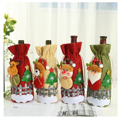 China 2021 New Arrivals Eco-friendly Bottle Drawstring Christmas Party Cotton Linen Cotton Decorative Canvas Blanket Christmas Canvas Wholesale for sale