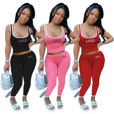 China Wholesale QUICK DRY S-XL solid color clothing/vest and pants fashion 2 pieces custom retail logo set women's suits sportswear for sale