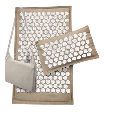 China Natural Canvas Massage Bed Acupressure Mat And Pillow Sets For Relax Acupressure Yoga Mat for sale