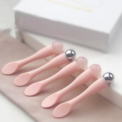 China Wholesale Face Lift Mini Cosmetic Spatula Jade Stone Massage Makeup Cream Scoop Eye Massager Spoon Facial Stick for sale