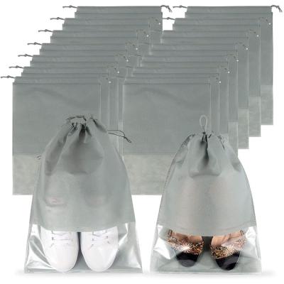 China Who respects the environment; Recyclable; Reusable Recyclable Travel Non Woven Fabric Shoe Foldable Dust Drawstring Bag for sale