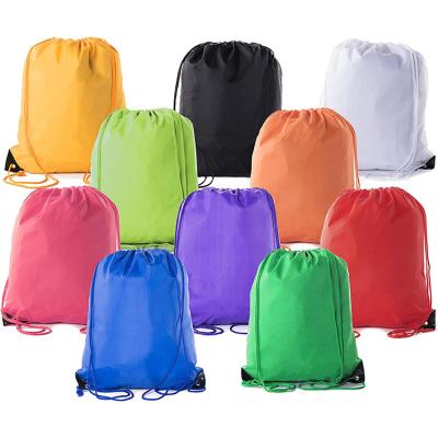 China Who respects the environment; Recyclable; Reusable Custom Full Color Logo Webbing Nylon Draw String Bag Backpack Recycled Waterproof 210D Polyester Drawstring Bag for sale