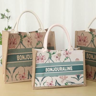 China Lightweight Custom Printed Natural Eco Friendly Big Bag With Button Burlap Jute Shopping Bag for sale