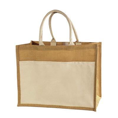 China Eco-Friendly Jute Lightweight Tote Hemp Shopping Bag by Costom Logo Premium Quality Nature Linen for sale