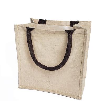 China Lightweight Wholesale Burlap Burlap Tote Bag Hemp Jute Shopping Bags for sale