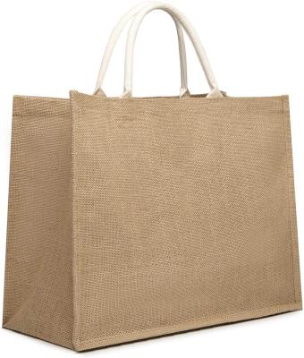 China Large Capacity Custom Women Waterproof Burlap Handbag Eco Shopping Foldable Burlap Tote Bag for sale