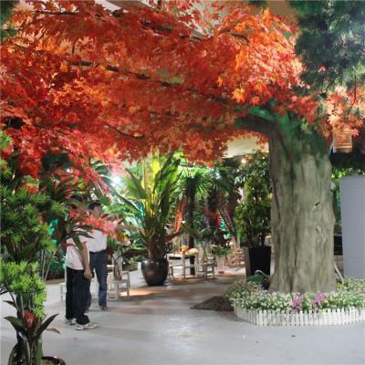 China Eco-friendly Materials Artificial Life Size Plastic Maple Tree Plants And Trees Autumn Decorative Plants for sale