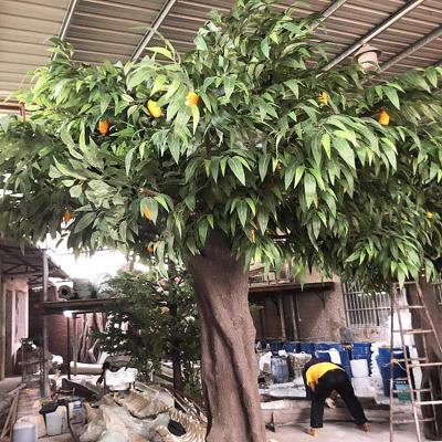 China Large Modern Cheap Artificial Mango Tree Fiberglass Plant Decor Outdoor Indoor Outdoor Fake Trees With Fruits for sale