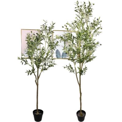 China UV-Resistant For Home Decor 5Ft 6Ft Hotel Restaurant Plastic Outdoor Eco-friendly Faux Olives Plants Artificial Olive Tree for sale