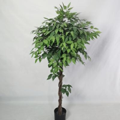 China Artificial Potted Weeping Indoor Landscape Benjamin Ficus Trunks Durable Almost Natural Houseplant Fig Tree Plant for sale