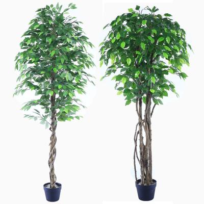 China Hotel 72In Trunk Faux Plant Multi 6Ft Green Indoor Decorative Fake Banyan Tree Artificial Ficus Tree for sale