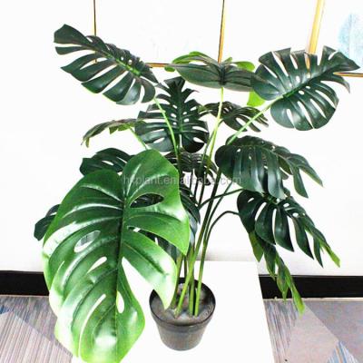 China Hot Sale Plastic Bonsai Turtle Back Fake Potting Materials Monstera Deliciosa Artificial Tree Tropical Plants Eco-friendly for sale