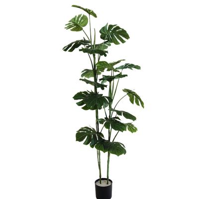 China Eco-friendly Materials 63 Inches High Quality Artificial Potted Monstera Tree Green Leaf Plants for sale