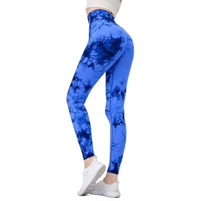 China New High Waist Breathable Buttocks Seamless Yoga Lifting Pants Women Sports Yoga Gaiters Tie Dye Yoga Pants for sale