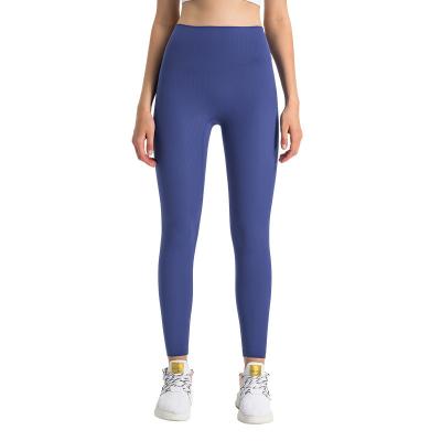 China New Breathable Sports Yoga Leggings Women Ribbed High Waist Yoga Pants Fitness Sports Pants for sale