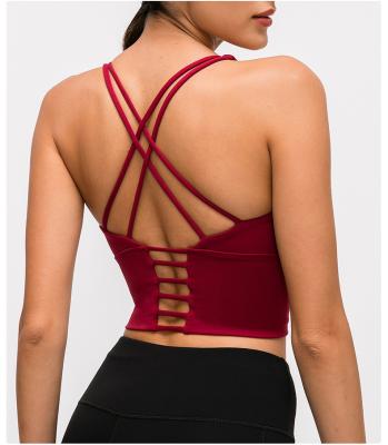 China Breathable Women Custom Design Latest Customized Padded Backless Skinny Crop Sports Power Support Gym Fitness Yoga Running Bra for sale