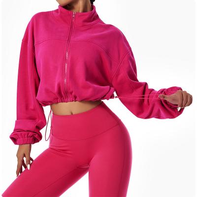 China Hot-Selling Breathable Women Front Zipper Quick Dry Cropped Outdoor Comfort Running Sweatsuit for sale