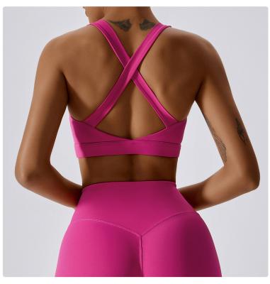 China Sports Crop Women Gym Fitness Yoga Running Bra Quick Dry Compression Lift Up Bra Breathable Sexy Backless Stretchy Support for sale