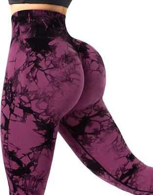 China New Sports Yoga Sports Gaiters Fitness High Waist Breathable Seamless Tie Dye Women Tight Yoga Pants for sale