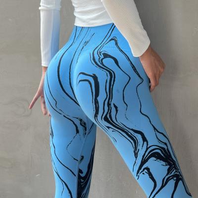 China New High Fitness Sports Style Breathable Women's High Fitness Sports Style Seamless Quick-Dry Yoga Pants Tie Dye Waist Yoga Pants for sale