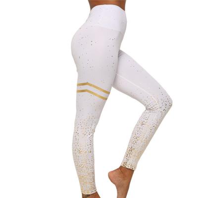 China New Style Breathable Women High Waist Gold Printing Yoga Pants Elastic Fitness Sports Gaiters for sale