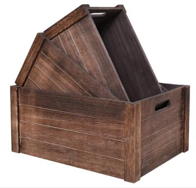 China Viable Wholesale Custom High Quality Brown Storage Boxes Vintage Wooden Storage Box for sale