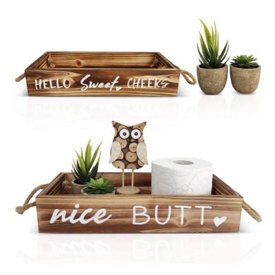 China Europe Factory Outlet Eco Friendly Solid Fir Butt Wooden Bathroom Decor Box for sale