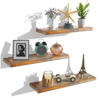 China 2022 Modern Elegant Hot Sale Home Decor Brown Word Wall Shelf Wall Rack Shelves Wooden Wall Shelf for sale