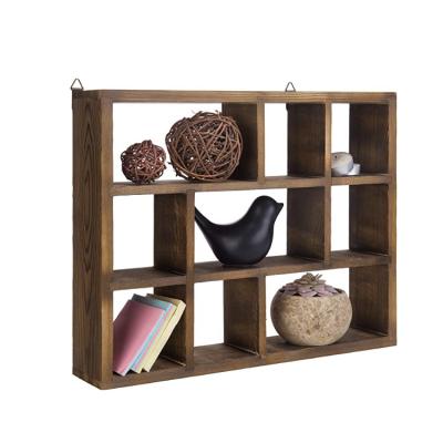 China Behind The Doors/On Walls Factory Sale Wooden Wall Storage Shelves Multi-Compartment Home Decor Multi-Compartment Warm Brown for sale