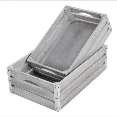 China Wholesale Custom Kitchen Viable Light Gray Home Storage Box Wooden Storage Box for sale