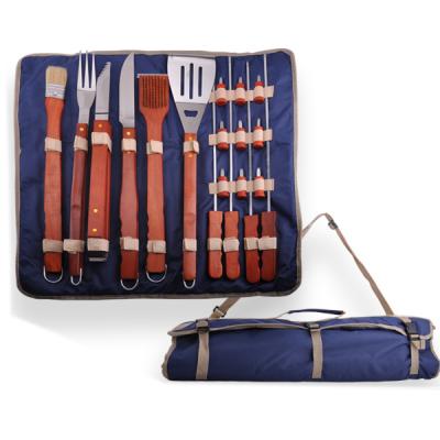 China Easily Cleaned 18pcs Handle Barbecue Woodworking Tool Kit With Apron for sale