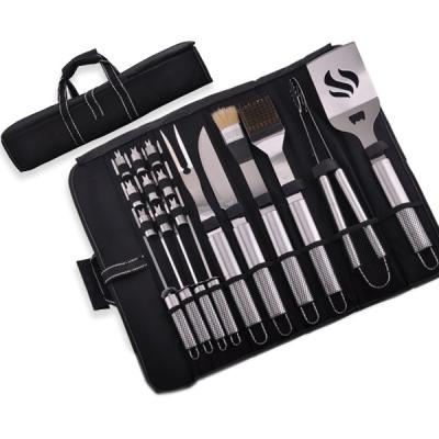 China Easily Cleaned 18pcs Stainless Steel Handle Barbecue Set With Apron for sale