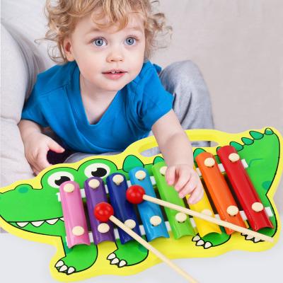 China Wooden Crocodile 8 Tone Wooden Xylophone Children Instrument 2 Rainbow Mallets Baby Percussion Educational Toys Set for sale