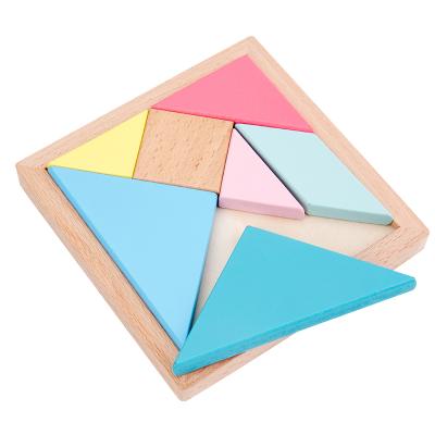 China Expand Kids Intelligence Puzzle Magic Cube Macaron Wooden Color Changeable Kids Learning Educational Set Tangram Blocks Brain Teaser Toy for sale