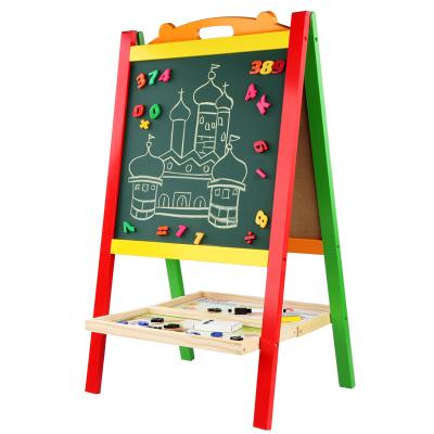 China Teaching Wooden Children Tiger Head Painting Double Sided Magnetic Puzzle Colorful Letter Learning Drawing Board for sale