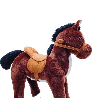 China Ride On Toy Softer Plush With Wooden Frame And Wheel Kids Rocking Horse With Sound Playing For Kids Toy for sale