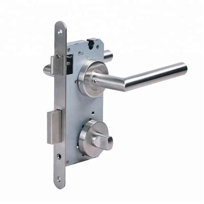 China Inside Sliding Stainless Steel Bathroom Door Handle Mortise Door Lock 135mm(W)x60mm(H)x19mm(Diameter) for sale