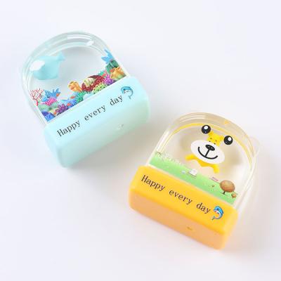 China Stationery Cute Animal Photosensitive Style Teacher Kids Plastic Instant Sealing Customized Logo Printing Glass Stamp for sale