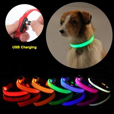 China Lights New Product Glow In The Dark Bright Premium Adjustable Usb Rechargeable Rechargeable Led Light Dog Collar for sale