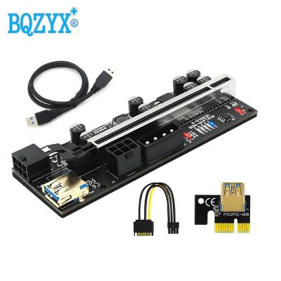 China PC New Version 010-X PCIE Riser 1x to 16x Graphics Extender with Flash LED Powered Riser Adapter Card for sale