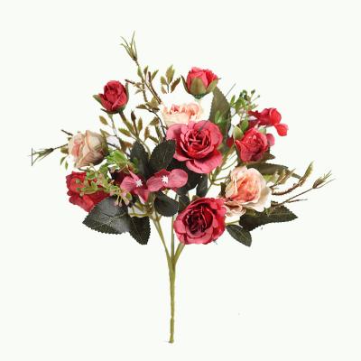 China Eco-friendly home vintage artificial silk flower decoration American flower wall wedding table flowers artificial roses for sale