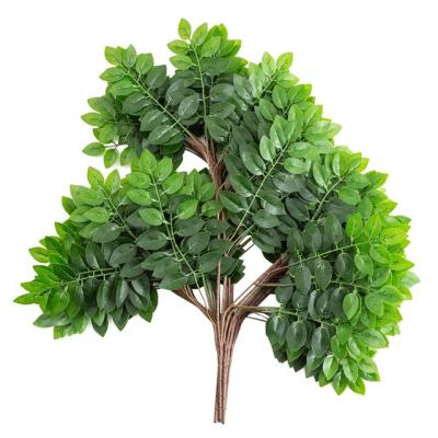 China Eco-friendly Artificial Plastic Branches Plants Eco-friendly Red Maple Leaf Decoration Ginkgo Banyan Leaf Green Plant Project Building for sale