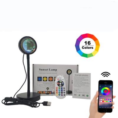 China Modern APP Sunset Lamp Projector Color Changing Smart RGB Sunset Light Projection with App Control Remote Night Light for sale