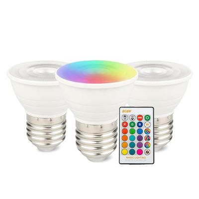 China Hotel RGB LED Spotlight GU10 MR16 E27 Color Changing Bulb 6000K Cool White With Infrared Remote Timing Controller for sale