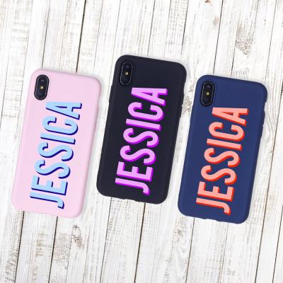 China Custom Drop Shockproof 3D Shadow Customize Name Initials Soft Silicone Candy Case For iPhone 14 ProMax for sale