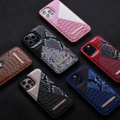 China Custom Genuine Shockproof Cover Estuche Para Celular Real Python Skin Leather Phone Case For Iphone Covers 13Promax 11 12 13 14 Pro Max for sale