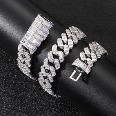 China Wholesale High Quality Hip Hop Cuban Chain 925 Sterling Silver Color Lab Diamond Moissanite Chain Punk Cuban Necklace for sale